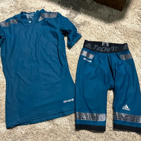 adidas Shirts Adidas Tech Fit Compression Shirt And Shorts Size